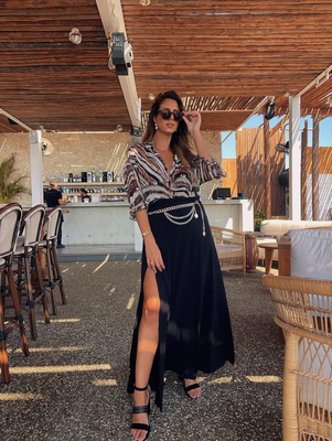 Maxi skirt split off leg