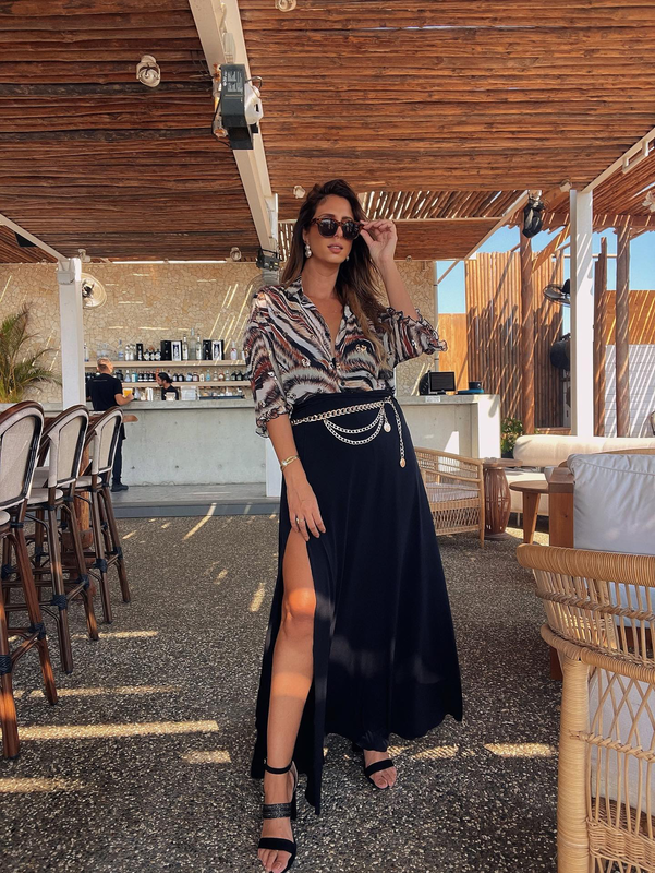 Maxi skirt split off leg image number null