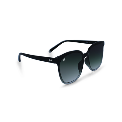 OJO everyday sunglasses shield square shine black frame and temples with gradient grey green lenses, , medium
