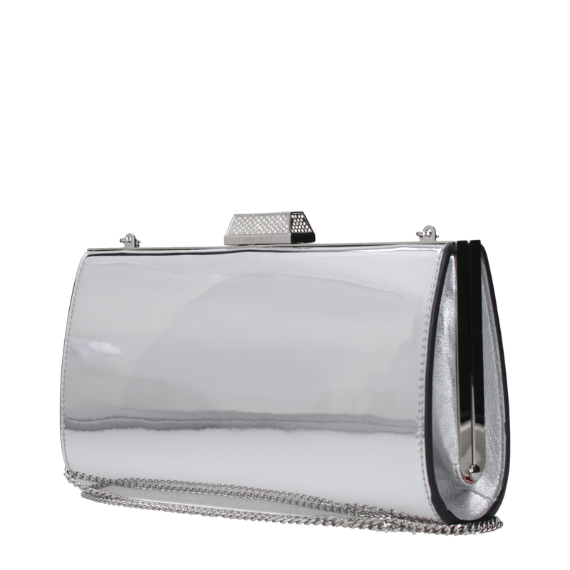 Gray leather clutch bag-null