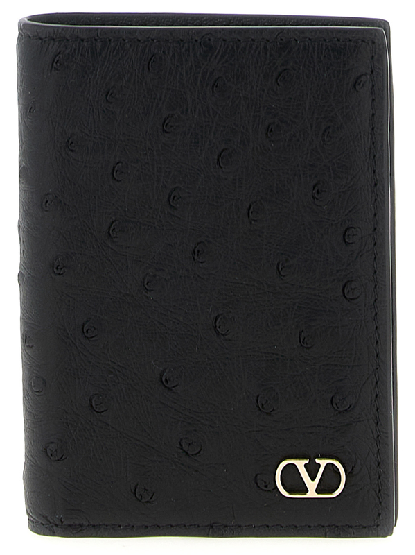 Black ostrich skin cardholder-null