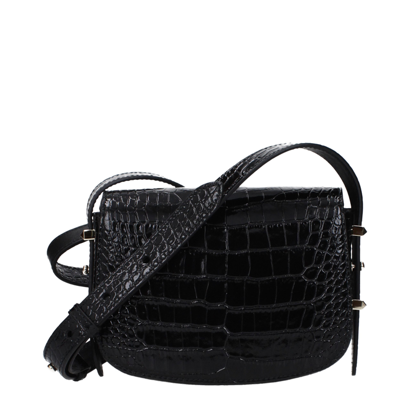 Black leather crossbody bag-null