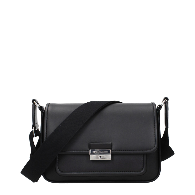 Black leather crossbody bag-null