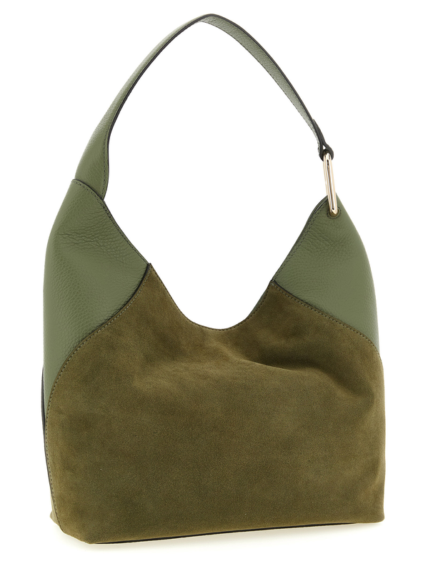 Bicolor calfskin shoulder bag-null