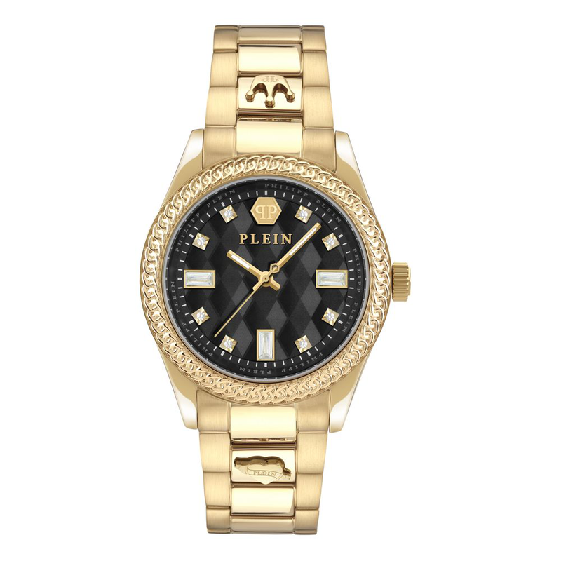 Gold stainless steel dress watch-null