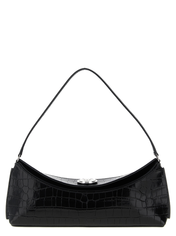 Black calfskin shoulder bag-null