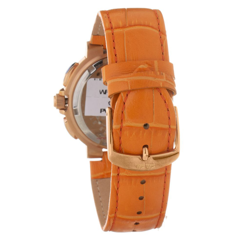 Orange leather dress watch-null