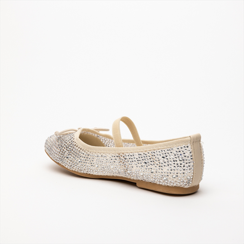 Miss belgini mesh girls ballerinas with rhinestones image number null