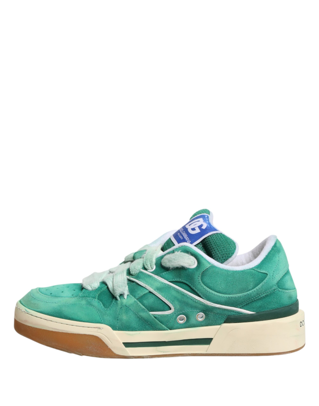 Green suede new roma low top sneakers shoes-null