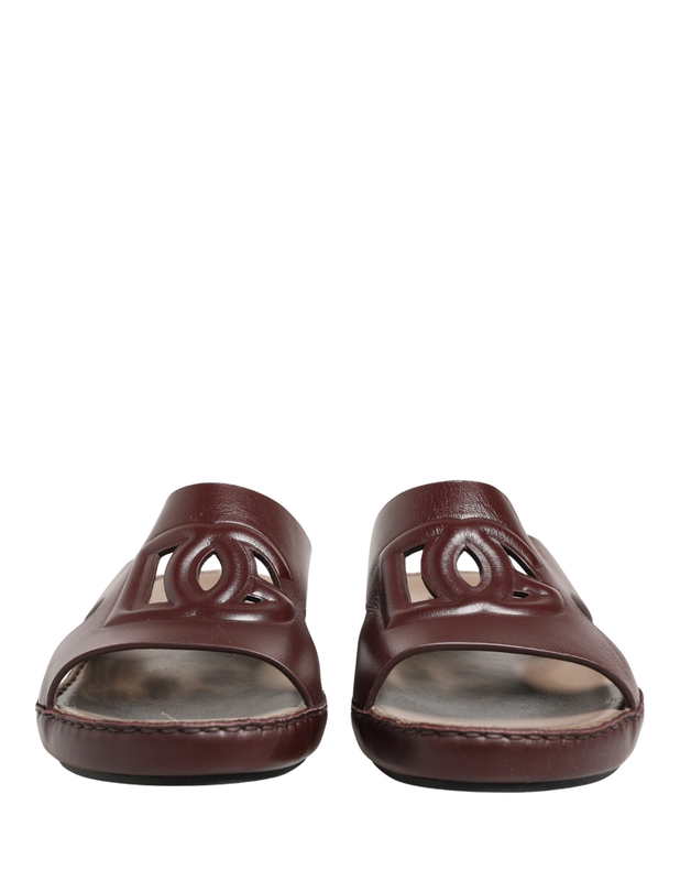 Maroon leather cutout dg logo sandals shoes-null
