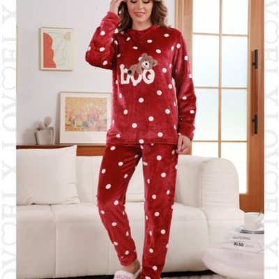 Womens thick velvet pajamas #1825, Pink, medium