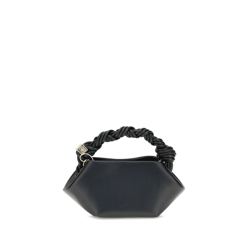 Black recycled leather shoulder bag-null