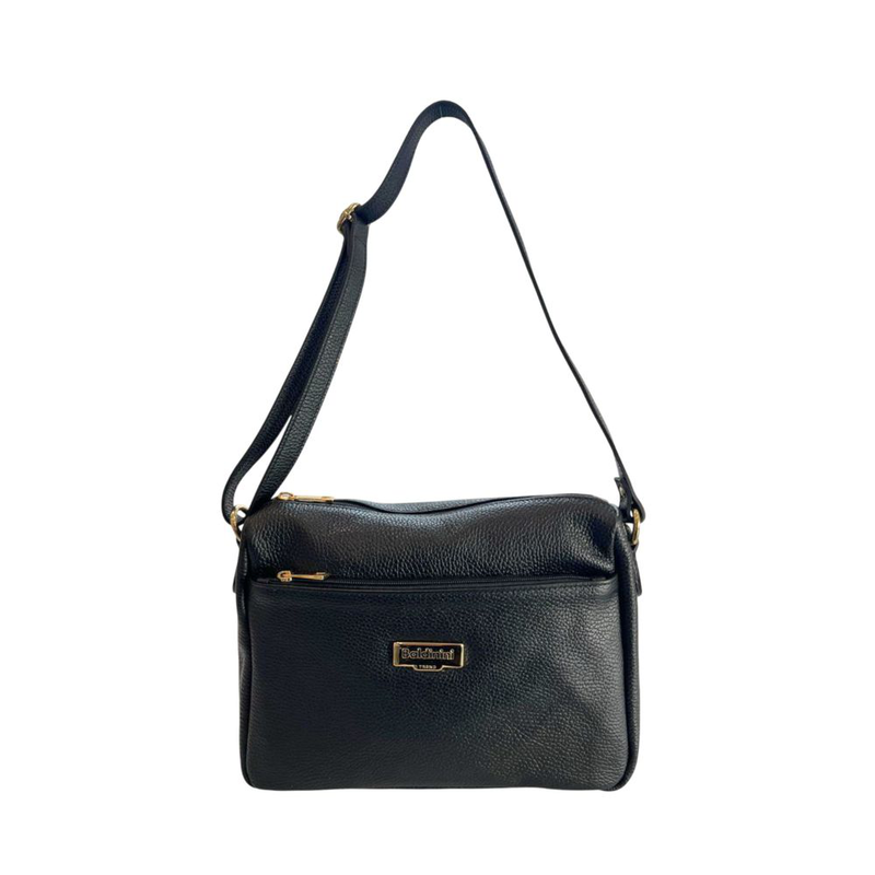Black leather women crossbody bag-null