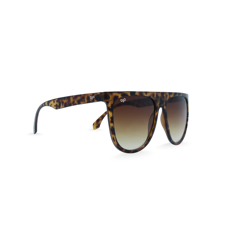 OJO sunglasses oval shell brown frame and temples with smoke brown gradient lenses-null