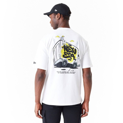 New era spray graphic oversized tee, White, medium