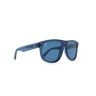 OJO sunglasses classic handmade crystal blue frame and temples with nylon blue reverse lenses rx, , medium