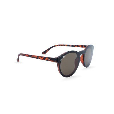 OJO trend sunglasses round matte transparent brown demi frame and temples with brown lenses
