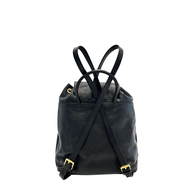 Black leather women backpack-null