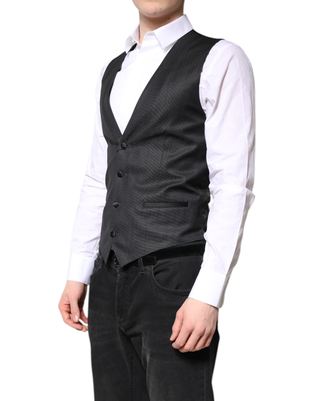 Black wool waistcoat dress formal vest-null