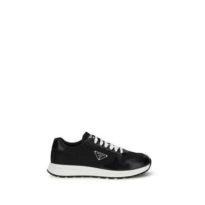 Black recycled polyamide athletic sneakers, Black, medium