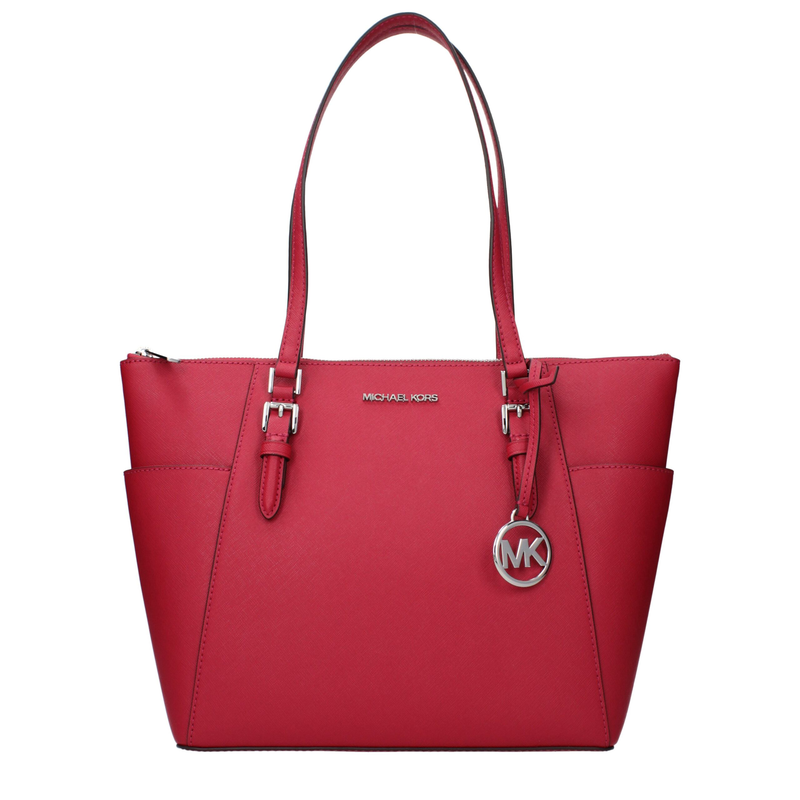 Red leather shoulder bag-null