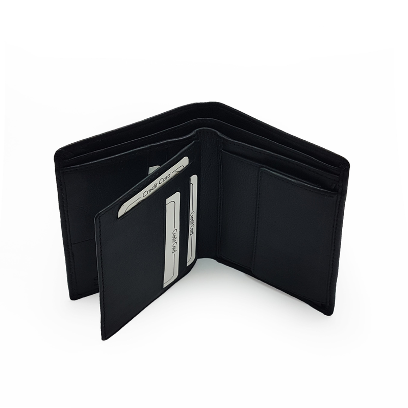 Migant design 100% Genuine fine black cow leather wallet  8 credit card slots 1 note compartment and coin pocket-null