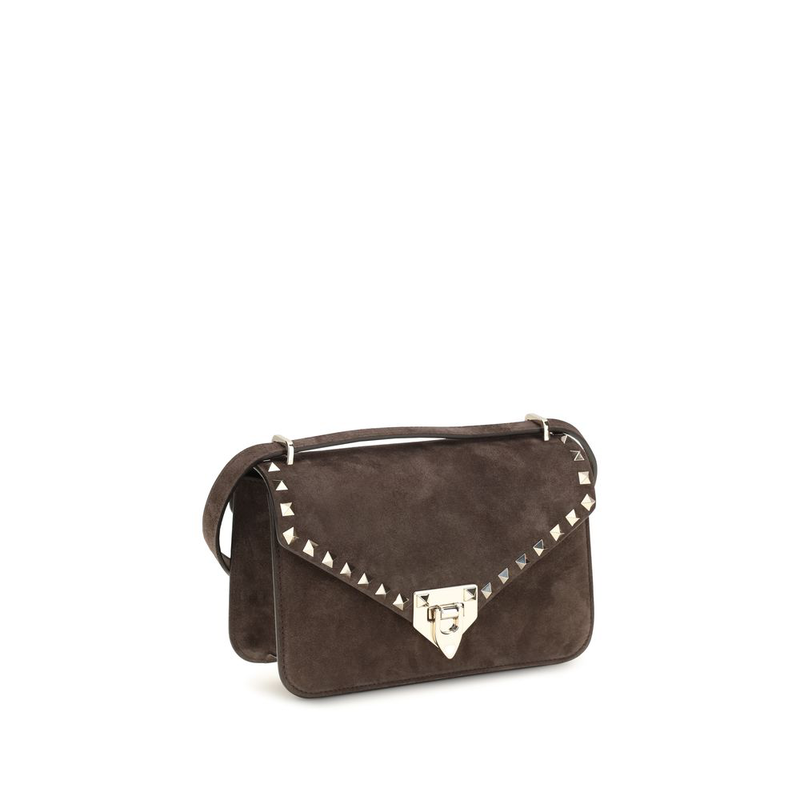 Brown suede leather shoulder bag-null