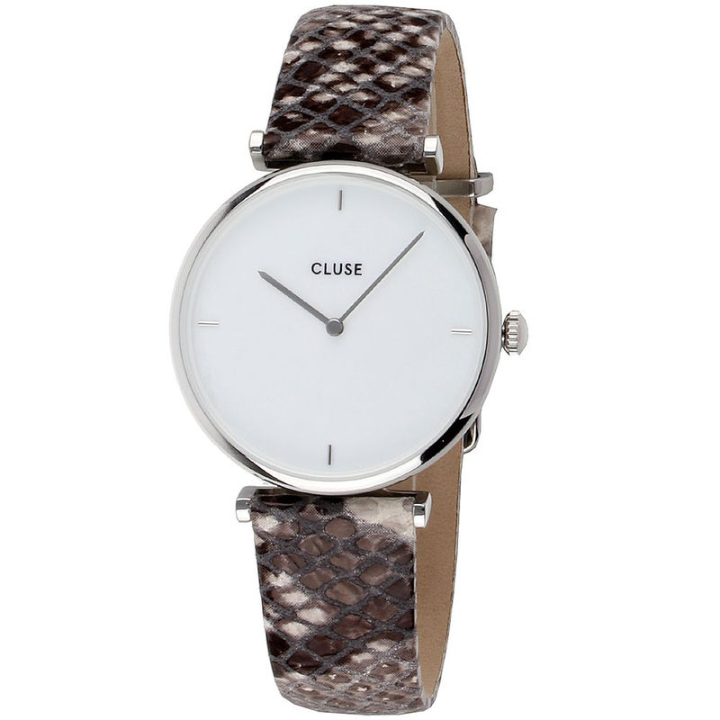 Beige leather dress watch-null