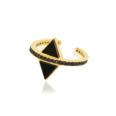 Hestia exclusive double ring, Black Enamel, medium
