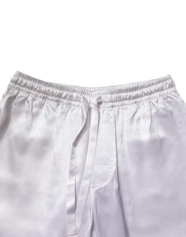 White satin silk men pajama set sleepwear-null