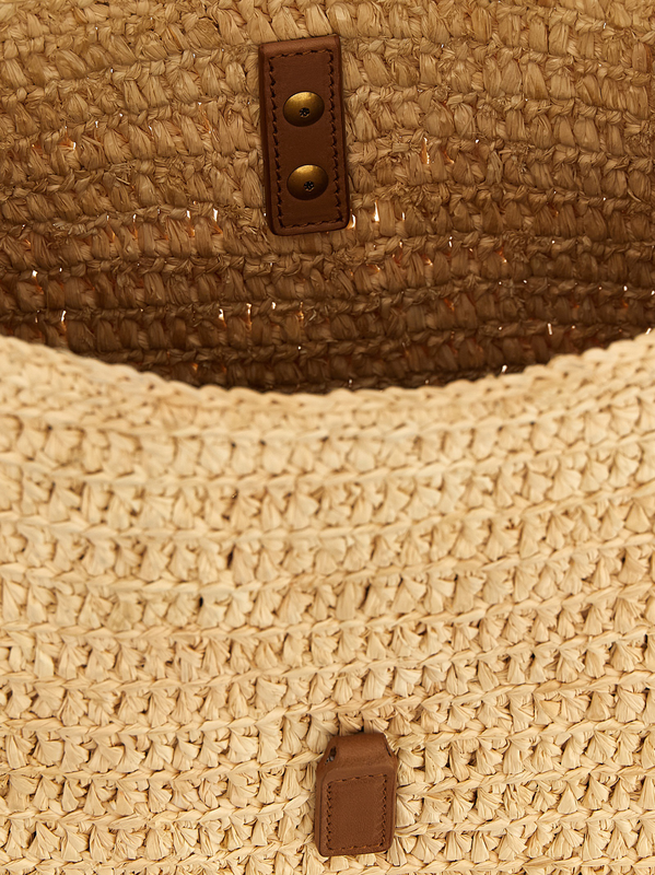 Beige raffia shoulder bag-null