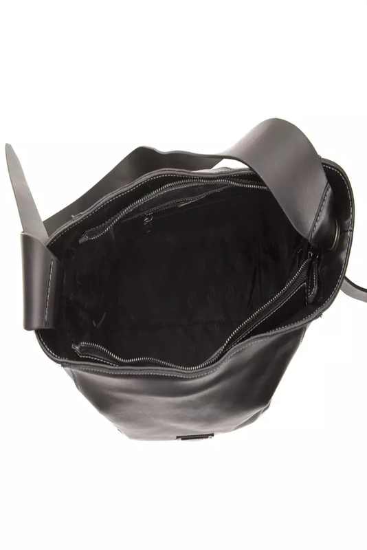 Black leather women shoulder bag-null