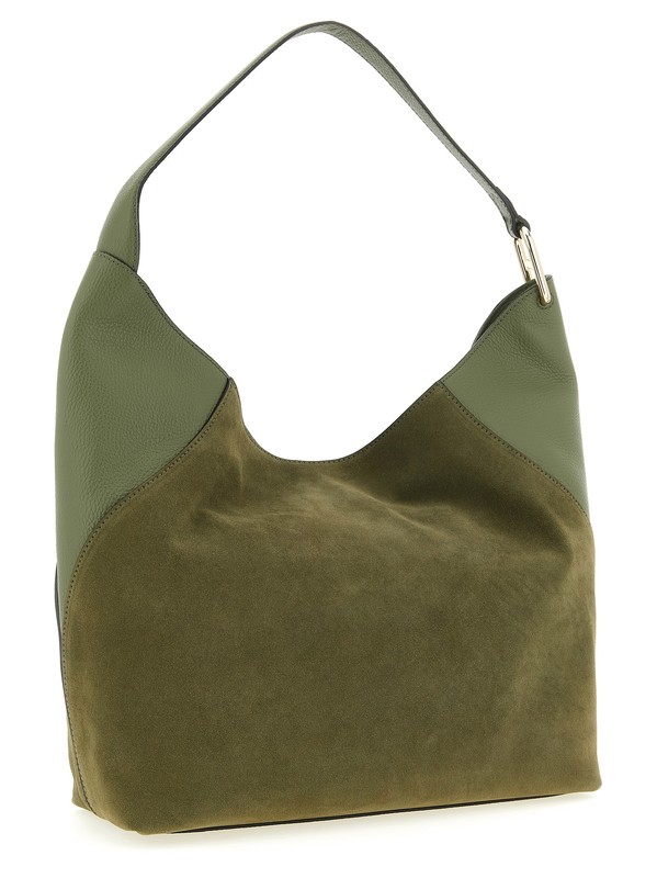 Bicolor calfskin shoulder bag-null
