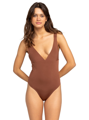 Roxy womens swimwear onepiece silky island, Root Beer, medium