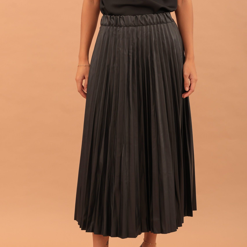 Eco leather pleated skirt-null