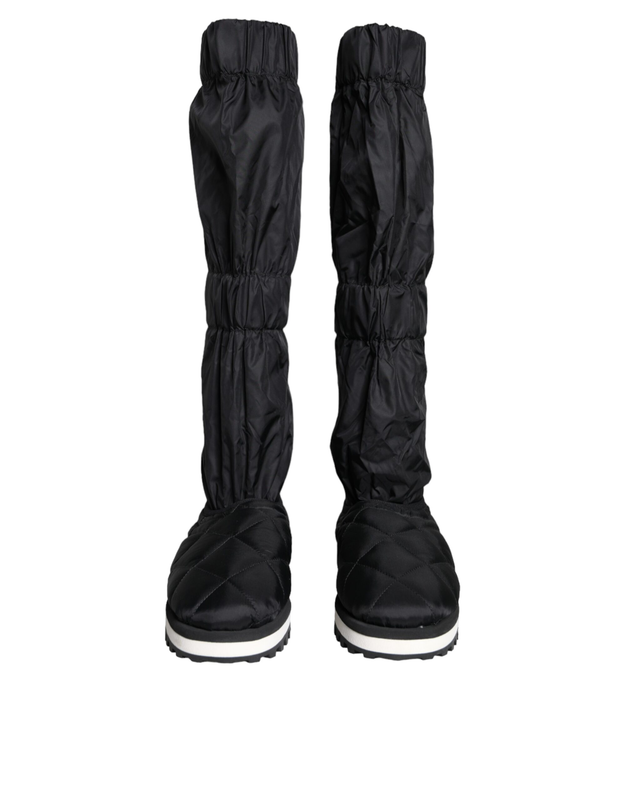Black quilted high top boots sneakers shoes-null