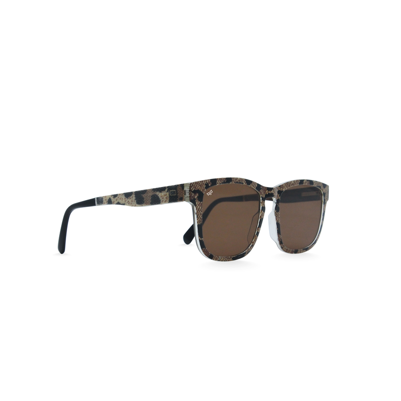 OJO sunglasses wooden handmade with shell brown frame and temples with brown lenses-null