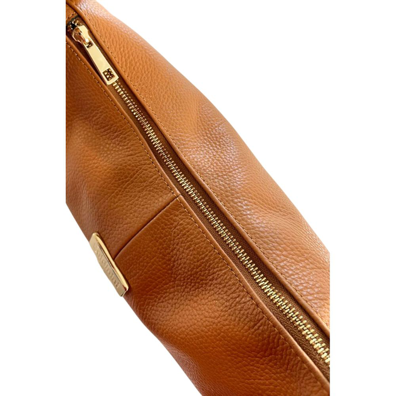 Brown leather women shoulder bag-null