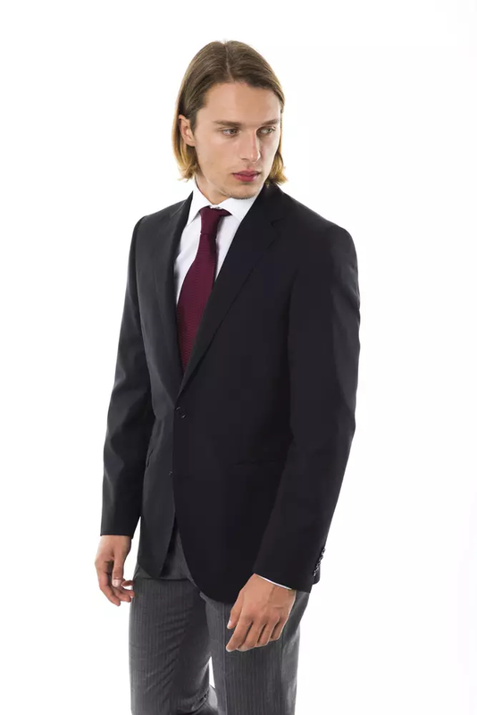 Black wool men's blazer-null