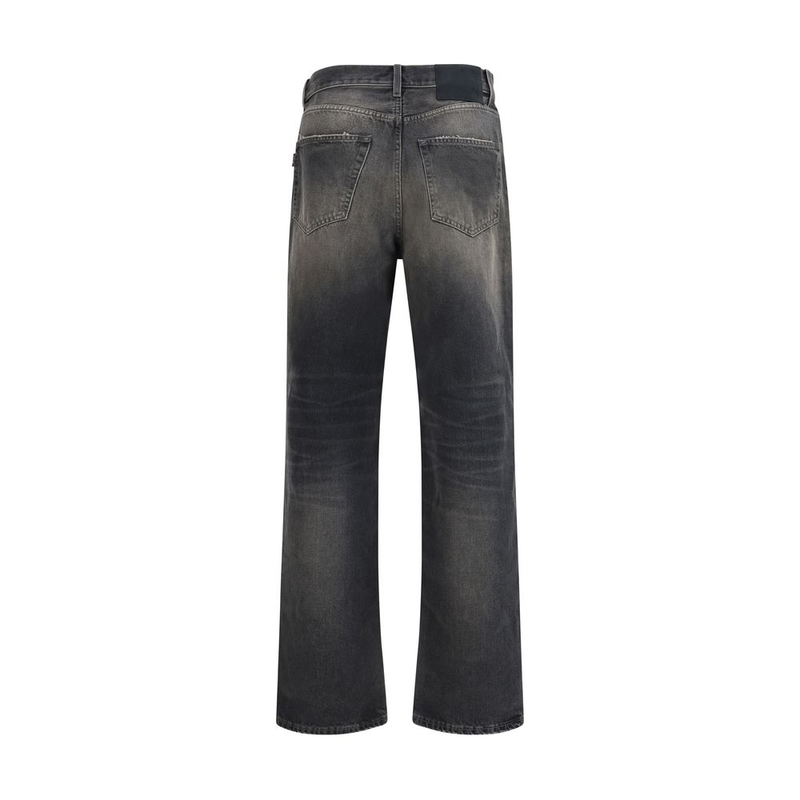 Black cotton relaxed fit jeans-null