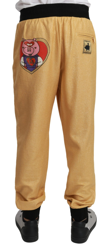 Gold year of the pig cotton mens pants-null