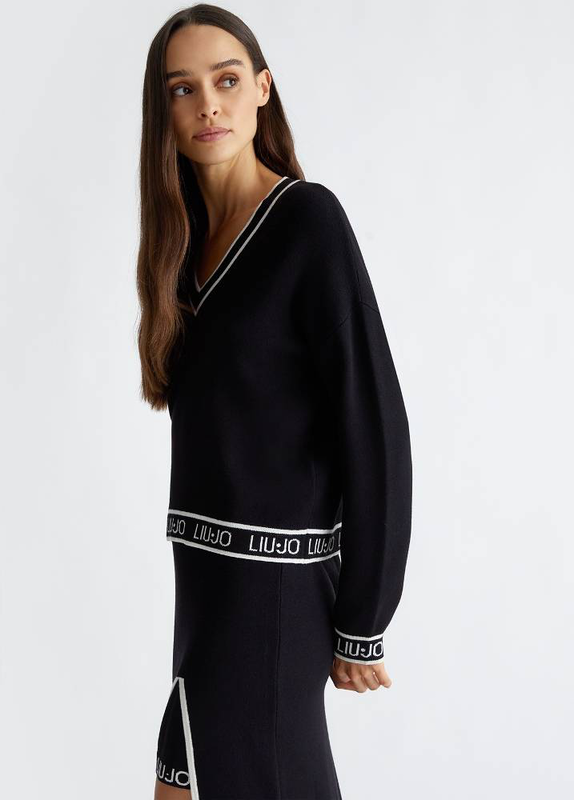 Product image: Silk blend knit sweater with logo-null