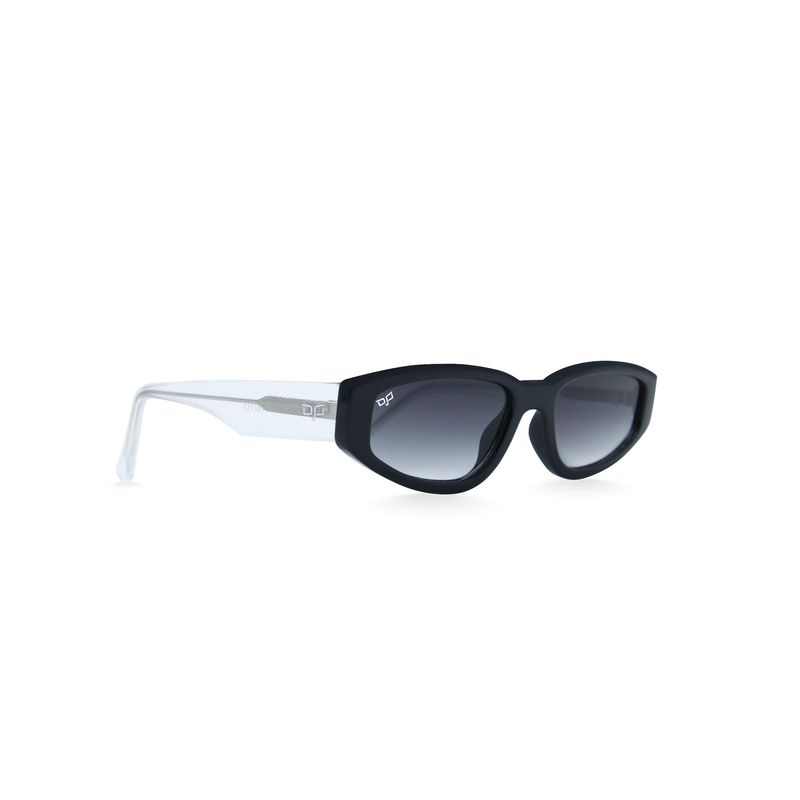 OJO sunglasses everyday square black frame and clear temples with grey lenses rx image number null
