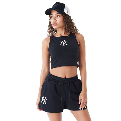 York yankees womens mlb lifestyle crop tank top, Black, medium