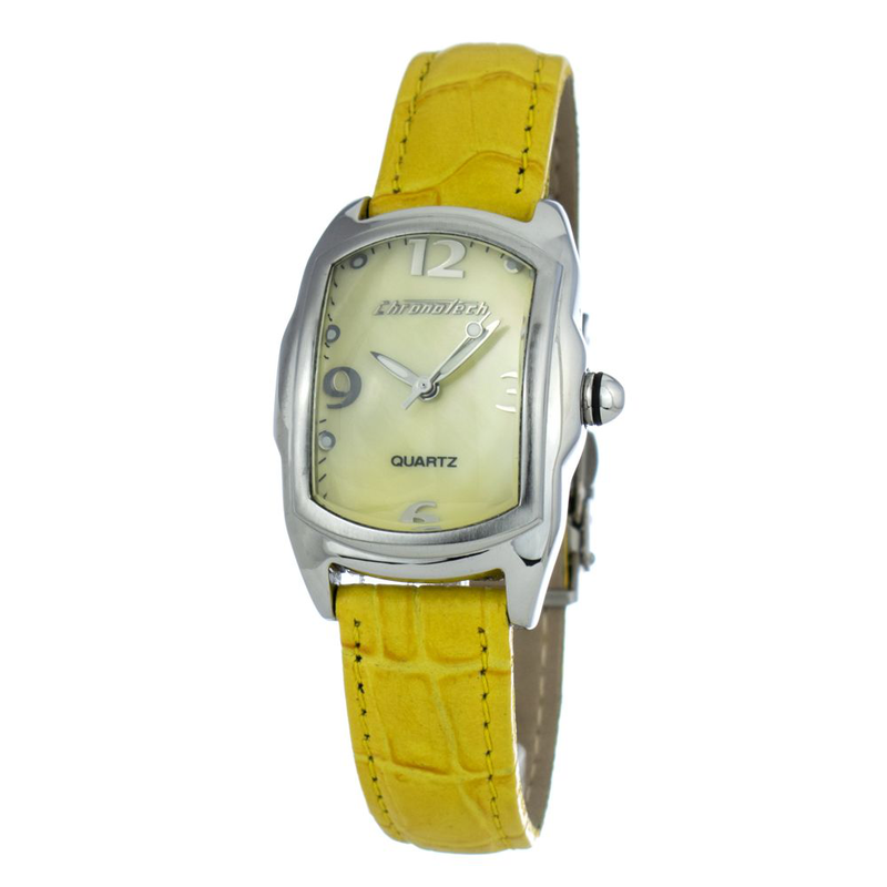 Bicolor leather dress watch-null