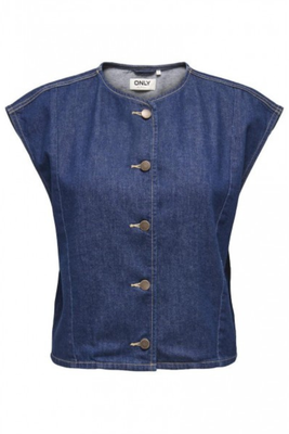 Only sadie denim vest, Mdblue, medium