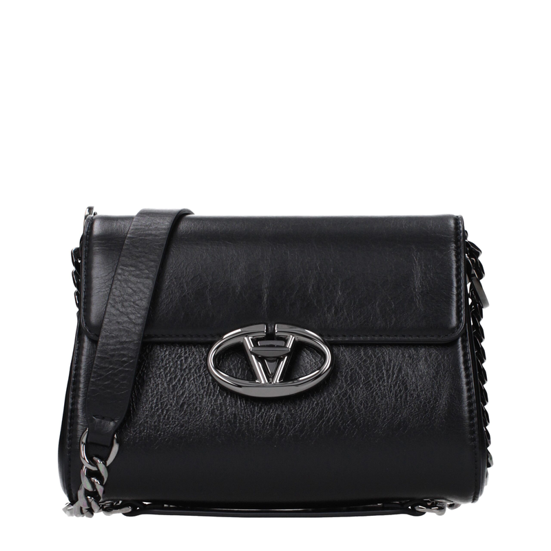 Black leather crossbody bag-null