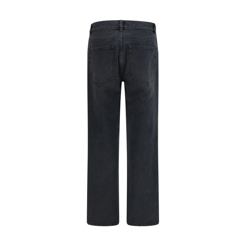 Black cotton straight-leg jeans-null