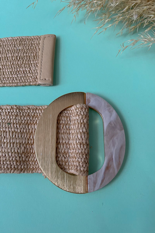 Round buckle straw belt natural image number null