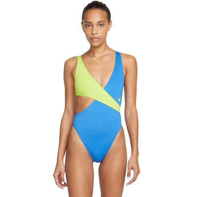 Nike crossover one piece swimsuit, Pacific Blue, medium
